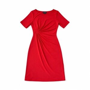 Connected Petite Red Ruched Shift Dress 14P